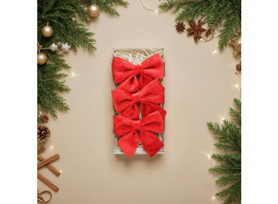 Kokarda 3 sztuki czerwona 12 x 13 cm