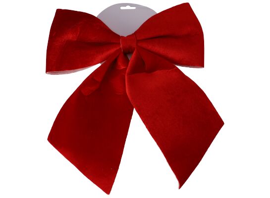 Kokarda dekoracyjna welurowa czerwony 28 x 34 cm