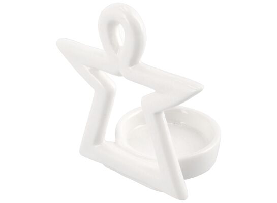 Aniołek z ceramiki na telight, 8,5 cm biały do postawienia