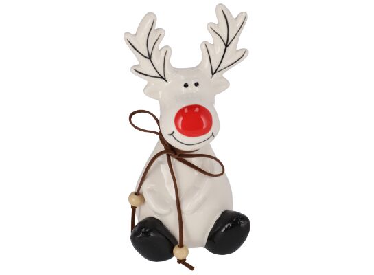 Renifer z ceramiki, 16,5 cm biały do postawienia