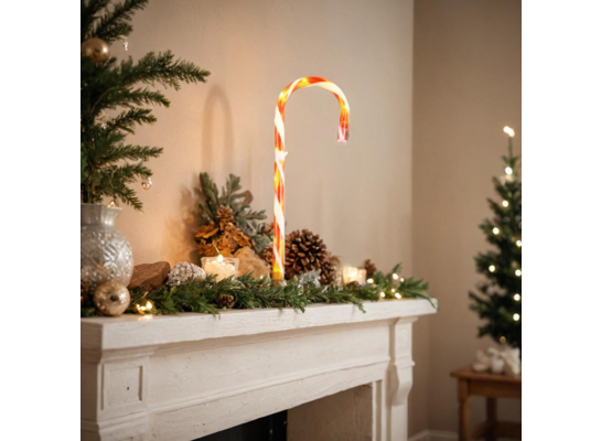 Laski cukrowe ozdoba LED 76 cm biało-czerwony