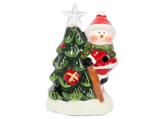 Ozdoba świąteczna ceramiczne choinki z LED z mikołajem 14 x 9,5 x 6 cm wielokolorowa