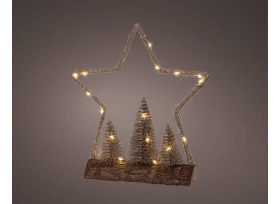 Dekoracja stołowa micro LED drewno PVC metal juta - gwiazda