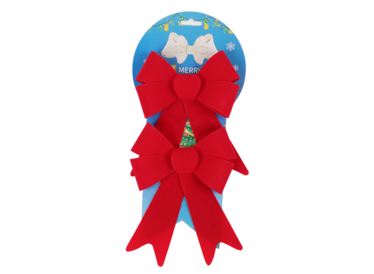 Komplet 2 kokard flokowanych 16 x 13 cm czerwony