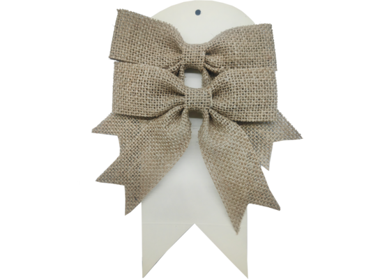 Kokardy jutowe komplet 2 sztuki 13 x 4 x 1 cm beżowe