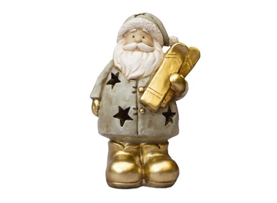 Mikołaj z nartami OY10223B7102-21A 14 x 10,5 x 20,5 cm złoty
