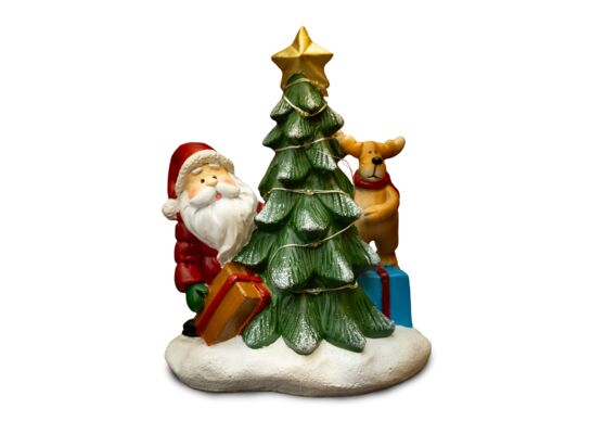 Mikołaj z choinką i reniferem OY0642318-15.5 12 x 9 x 15,5 cm wielokolorowy