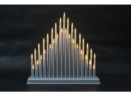 Świecznik świąteczny srebrny 33 diody LED