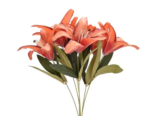 Lilia bukiet sztuczny 7 główek 45 cm pomarańczowy
