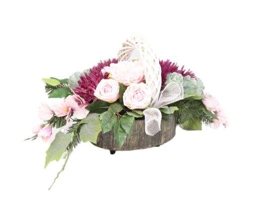 Stroik dekorowany w misie z kołem wiklinowym 60 cm