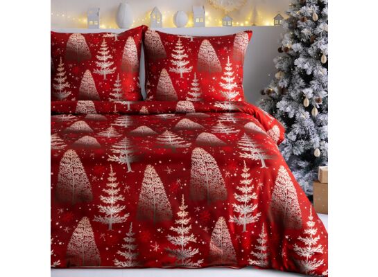 Komplet pościeli świątecznej Rubin choinki 160 x 200 cm + 2 poszewki na poduszkę