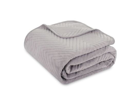 Narzuta Caden 200 x 220 cm jodełka welurowa srebrny