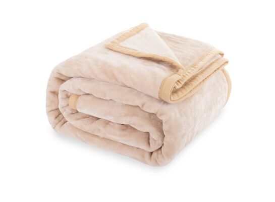 Koc Yasemin 160 x 200 cm akrylowy jednolity ciepły kremowy