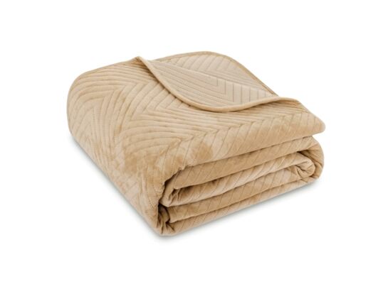 Narzuta Caden 170 x 210 cm jodełka welurowa beżowy