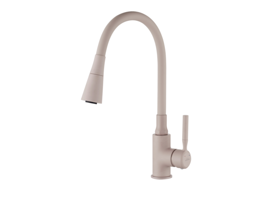 Bateria zlewozmywakowa HULA PLUS TREND z ruchomą 2-funkcyjną wylewką beżowa Invena