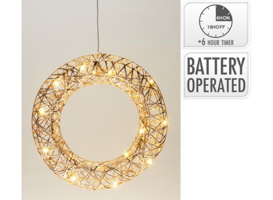 Wieniec zawieszka ozdobna LED 30 cm złoty