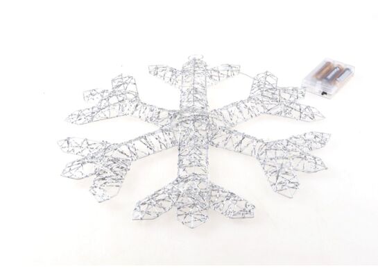 Dekoracja śnieżynka 30 LED 39 x 3 x 39 cm srebrny