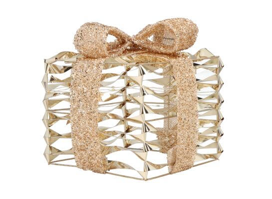 Dekoracja prezent 20 LED 15 x 15 x 17 cm złoty