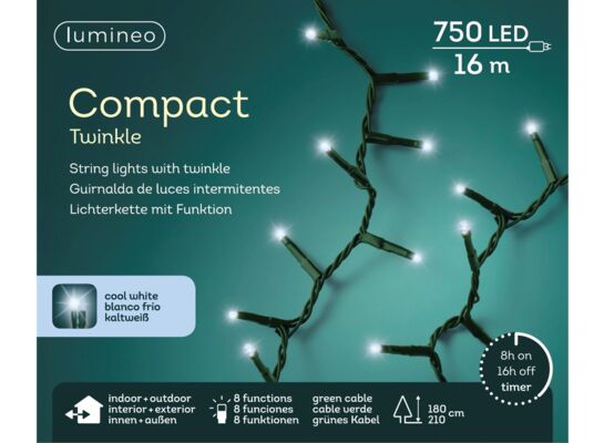 Lampki zewnętrzne 750 LED 16 m zimny biały