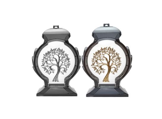 Znicz lampion drzewo OBD 34 cm mix srebrny/złoty