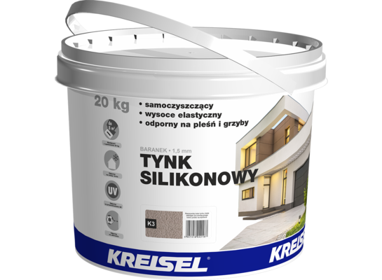Tynk silikonowy baranek K3 jasno szary 20 kg Kreisel
