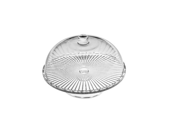 Patera szklana Venus z kloszem na nóżce 28 cm transparentny