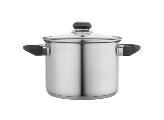 Garnek nierdzewny Emilio wysoki 7 l 24 cm z pokrywą szklaną srebrny