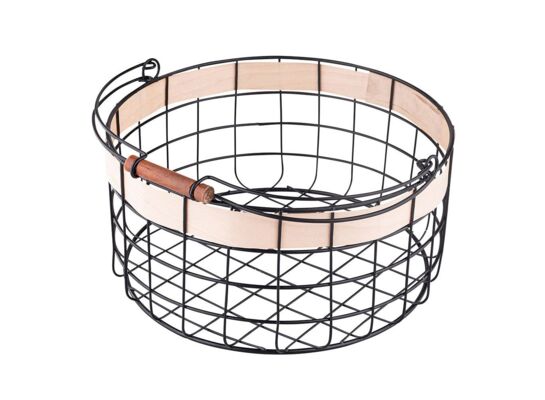 Koszyk metalowy z rączką 29 x 29 x 14 cm czarny