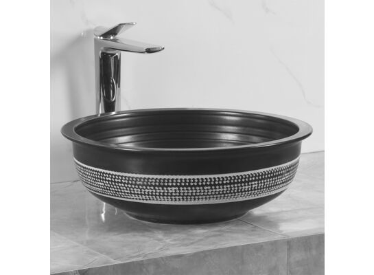 Umywalka nablatowa KR-354 antracytowa z dekorem 42,5 cm Kerra