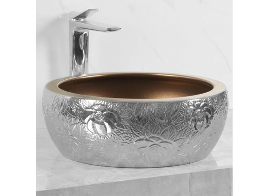 Umywalka nablatowa KR-124 chromowo-złota 42 cm Kerra