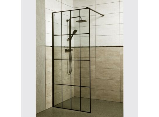 Kabina natryskowa walk-in Techno 100 czarny Kerra