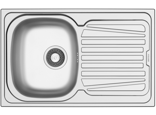 Zlewozmywak SPARTA 1B1D 79 x 50 cm stal gładka syfon w komplecie