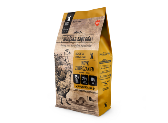 Karma sucha dla kociąt indyk z kurczakiem 1,6 kg Wiejska Zagroda