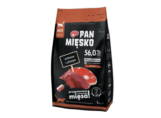 Karma sucha dla kota wołowina z jeleniem M 5 kg Pan Mięsko