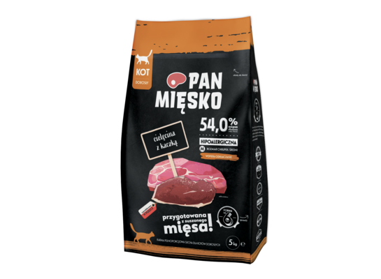 Karma sucha dla kota cielęcina z kaczką M 5 kg Pan Mięsko