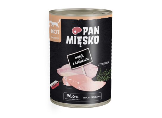 Karma mokra dla kota indyk z królikiem 400 g Pan Mięsko