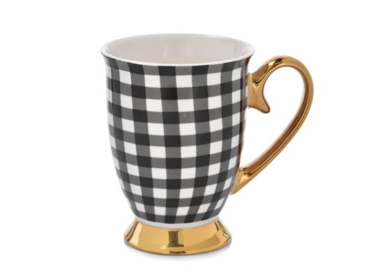 Kubek COCO 300 ml na stopce krata biało-czarny