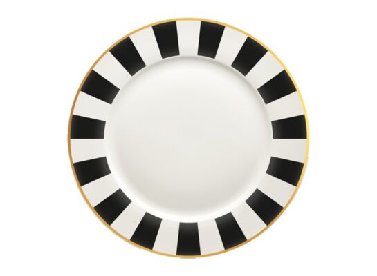 Talerz deserowy RIBS 15 cm pasy biało-czarny