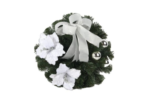 Wianek dekorowany na srebrno 45 cm