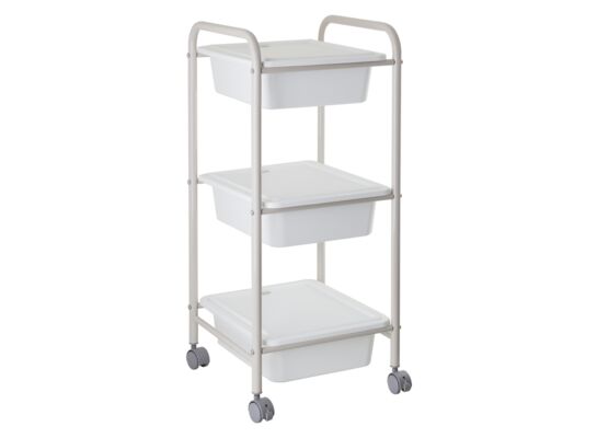 Regał na kółkach 2008 z pojemnikami biało-beżowy AWD INTERIOR