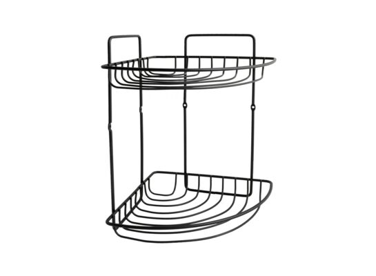 Półka pod prysznic 1813 czarna narożna podwójna przykręcana stal malowana AWD INTERIOR