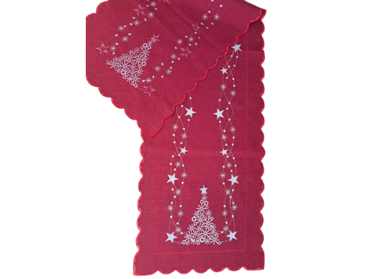 Bieżnik z choinką 40 x 140 cm czerwony