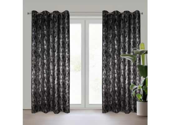 Zasłona gotowa ELISE na przelotkach 140 x 250 cm czarno-srebrny EUROFIRANY