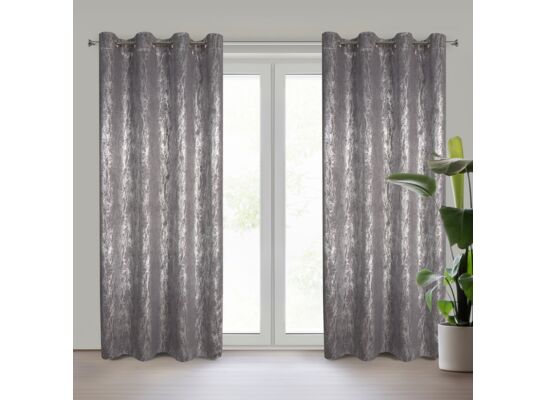Zasłona gotowa ELISE na przelotkach 140 x 250 cm stalowo-srebrna EUROFIRANY