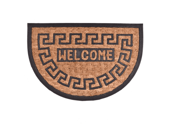 Wycieraczka Panama kokosowa guma półokrągła Welcome 40 x 60 cm czarno-brązowy