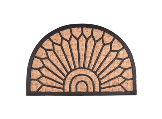 Wycieraczka Panama kokosowa guma półokrągła poloty 40 x 60 cm czarno-brązowy