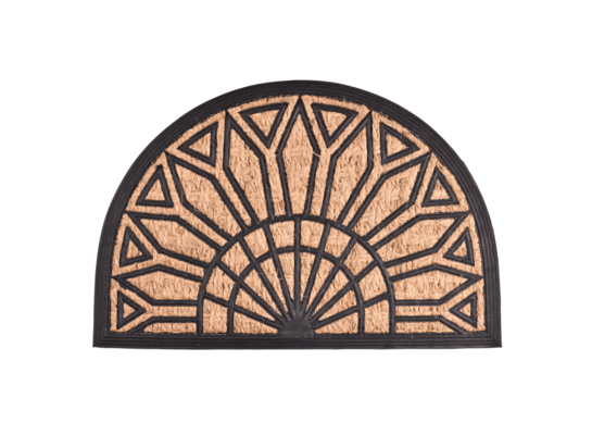 Wycieraczka Panama kokosowa guma półokrągła abstrakcja 40 x 60 cm czarno-brązowy