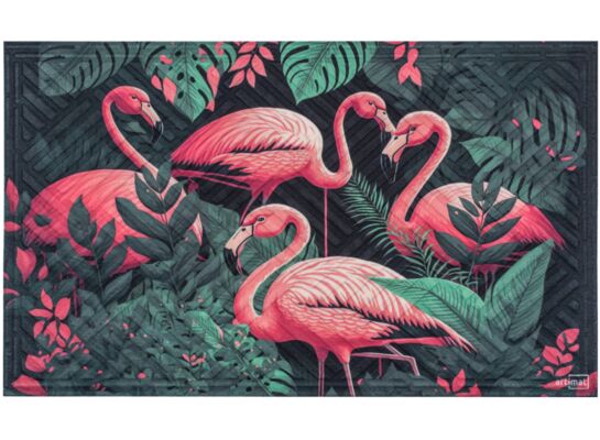 Wycieraczka materiałowa Flaminingi 45 x 75 cm zielono-różowy