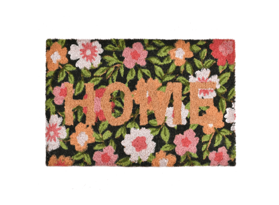 Wycieraczka kokosowa z nadrukiem Home kwiaty 40 x 60 cm wielokolorowy
