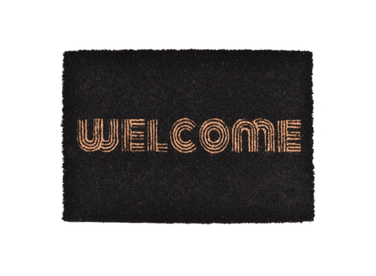Wycieraczka kokosowa z nadrukiem Welcome 40 x 60 cm czarno-brązowy